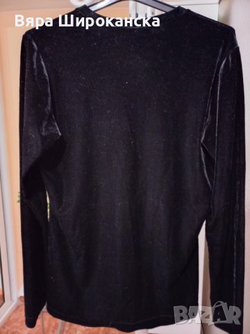 Черна плюшена блуза. Размер L, ХL., снимка 3 - Блузи с дълъг ръкав и пуловери - 40521682