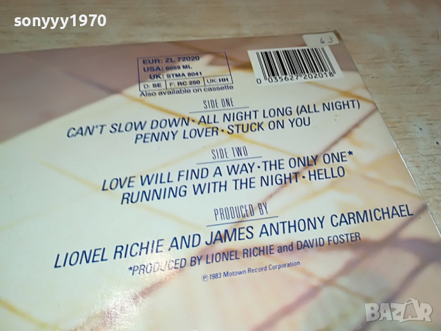 SOLD-LIONEL RICHIE-ВНОС ENGLAND 0304222002, снимка 9 - Грамофонни плочи - 36331639