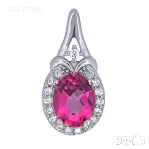 СРЕБЪРНИ ОБЕЦИ С РОЗОВ ТОПАЗ, снимка 3 - Обеци - 52296130