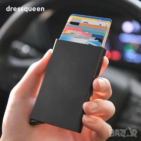 4043 Алуминиев картодържател черен за безконтактни карти, снимка 4 - Портфейли, портмонета - 41958880