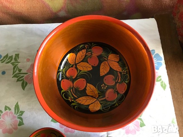 Руски рисувани лъжици и купичка, снимка 2 - Декорация за дома - 44145818