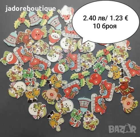 Коледни дървени фигурки/ копчета/ елементи различни видове, снимка 6 - Други - 47616010