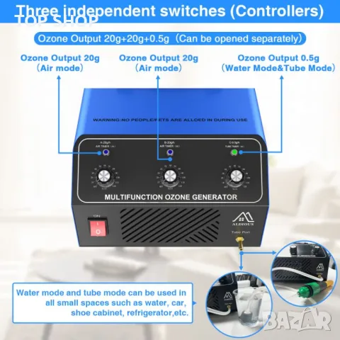 ALDIOUS 40 000 mg/h генератор на озон пречиствател на въздуха промишлен озонатор с 3 таймера, снимка 4 - Друго търговско оборудване - 48938577