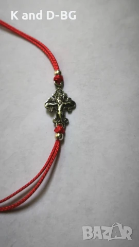 Гривна против уроки. гривничка от червен конец и сребърни елементи пробва 925, снимка 8 - Гривни - 50730591