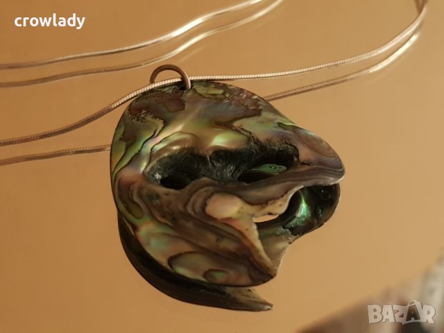 Дизайнерско сребърно колие с цветен седеф от Нова Зеландия, снимка 5 - Колиета, медальони, синджири - 42272161