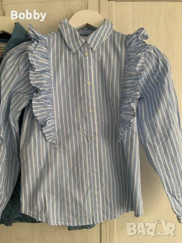 Дънкова риза и риза на райе 9-10 год., снимка 2 - Детски ризи - 48166913