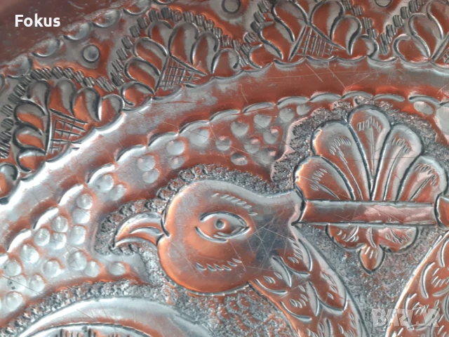 Голяма медна тава поднос с двуглав орел, снимка 5 - Антикварни и старинни предмети - 50999204