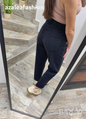 Дамски дънки мом фит с камъни, снимка 13 - Дънки - 52671012