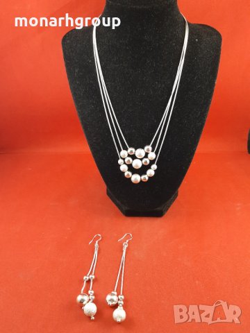 Комплект сребърна верижка+ обеци