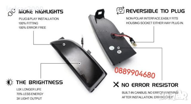 Динамични - Бягащи лед мигачи за огледало - LED Ford, снимка 2 - Аксесоари и консумативи - 41527142