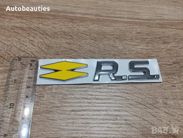Renault RS Рено Р.С емблема жълто със сребристо, снимка 3 - Аксесоари и консумативи - 47583909