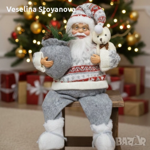 Голям Дядо Коледа с торба и мече - Атмосфера, уют и празничен стил, снимка 2 - Декорация за дома - 52570622