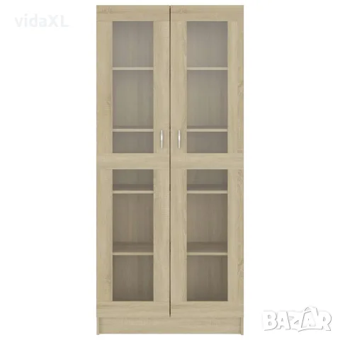 vidaXL Шкаф витрина, дъб сонома, 82,5x30,5x185 см, инженерно дърво, снимка 4 - Секции и витрини - 56147839
