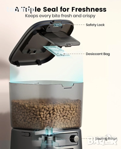 Нова автоматична хранилка за котки oneisall с управление чрез приложение, контрол на порциите за дом, снимка 4 - За котки - 52915255