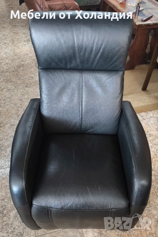 Механичен релакс фотьойл с естествена кожа, снимка 2 - Дивани и мека мебел - 53769957
