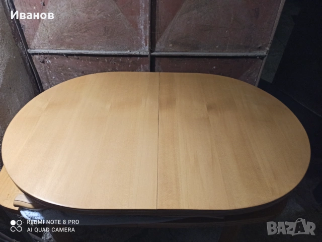 Маса елипса запазена разтегателна 120/80, снимка 3 - Маси - 53137671