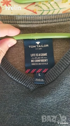 Мъжки пуловер Tom Tailor нов, тъмносин, размер M/L, снимка 3 - Пуловери - 53653362