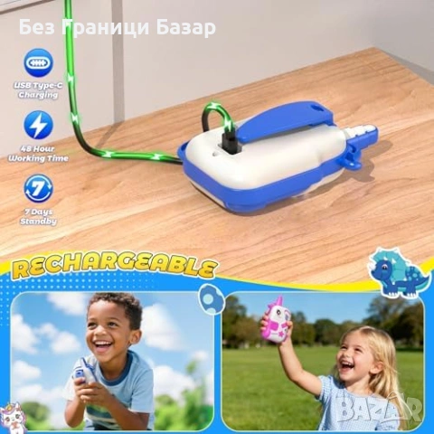 Нови Презареждаеми детски уоки-токита Еднорог 3-8г Ясен звук до 300м, снимка 4 - Образователни игри - 53682159