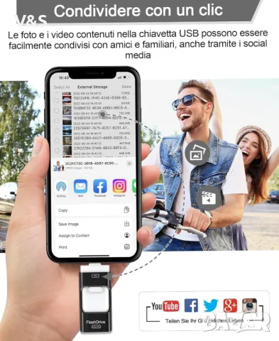 Флашка 256GB USB стик за iPhone и Android, 4 в 1 външна памет с iOS, USB C, Micro USB и , снимка 6 - USB Flash памети - 47689762