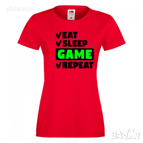 Дамска тениска Game 6 Eat,Sleep,GameRepeat,Ядене,Спане,Геймс, снимка 2 - Тениски - 36420394