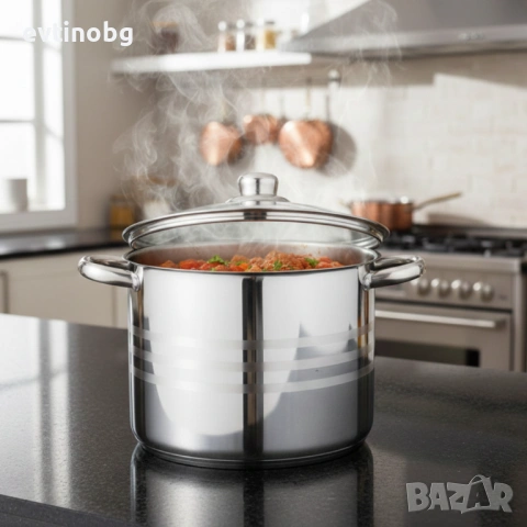 Тенджера Edenberg от неръждаема стомана и многослойно дъно за бързо и равномерно готвене, снимка 2 - Съдове за готвене - 53782495