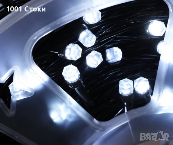 100МЕТРА Коледни LED Лампи Бяла Светлина Кристален Диод 8режима на светене Водоустойчиви , снимка 3 - Лед осветление - 52056706