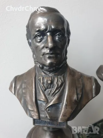 2бр WMF статуетки бюстове 22см-1кг/стар ВМФ посребрен бюст на Вагнер-Бетовен, снимка 2 - Антикварни и старинни предмети - 50411754