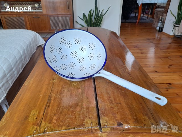 Стар емайлиран гевгир,цедка #4