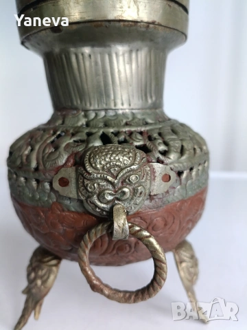 Тибетска, медна , старинна кадилница ,съд за прекадяване на тамян., снимка 8 - Декорация за дома - 53276414