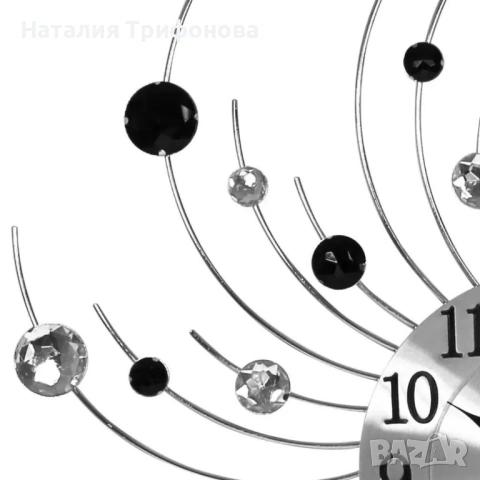 Модерен декоративен стенен часовник с кристали, 50 см, снимка 3 - Стенни часовници - 53838124