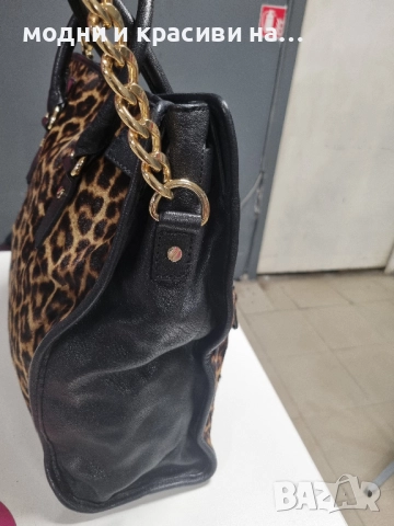 Чанта Michael Kors Rare Hamilton Traveler Leopard Calf Hair Satchel, снимка 7 - Чанти - 52354527
