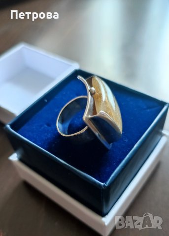 Екстравагантен, авторски сребърен пръстен с естествен камък, снимка 3 - Пръстени - 42101361