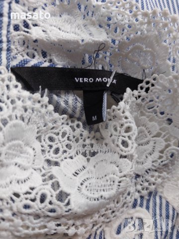 Vero Moda - раирана синя риза, снимка 4 - Ризи - 41668992