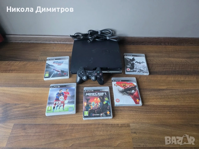 Sony PlayStation 3 (PS3) Super Slim + Оригинален контролер и 5 игри