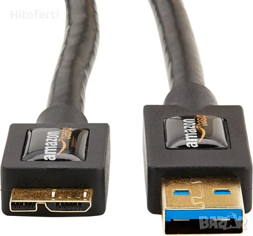 Кабел Amazon Basics USB 3.0, тип USB-A мъжки към Micro USB, 1.8 м, черен