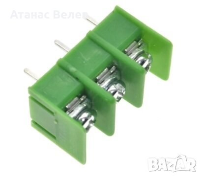 Тройна клема за запояване към платка - открита, снимка 1