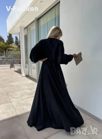 Черна рокля сатен, снимка 3 - Рокли - 50916856