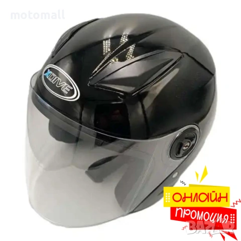 Отворена каска за скутер черен гланц 02021