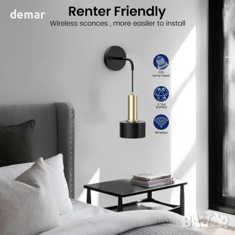 LABOREDUCER Стенни лампи, работещи с батерии, комплект от 2, дистанционни, RGB 13 цвята, снимка 7 - Лед осветление - 47846328