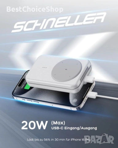 RORRY 10000mAh магнитна външна батерия, безжична зарядна станция, снимка 7 - Външни батерии - 53244486