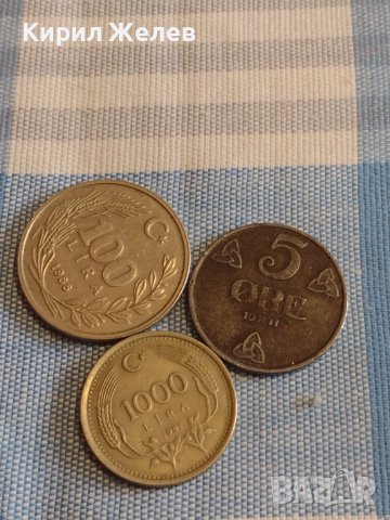 Три монети 5 йоре 1941г. Норвегия / 100 лири / 1000 лири Турция за КОЛЕКЦИЯ 30312