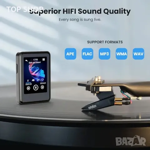 64GB Bluetooth 5.2 MP3 плейър с 2,4-инчов пълен сензорен екран