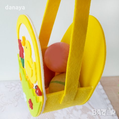 2734 Великденска кошничка Пиленце в градинка, снимка 4 - Декорация за дома - 35877185