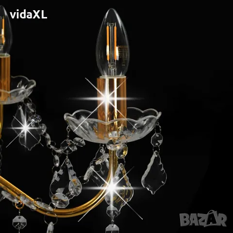 vidaXL Полилей с кристали, златист, кръгъл, 6 х Е14, снимка 5 - Полилеи - 56146460