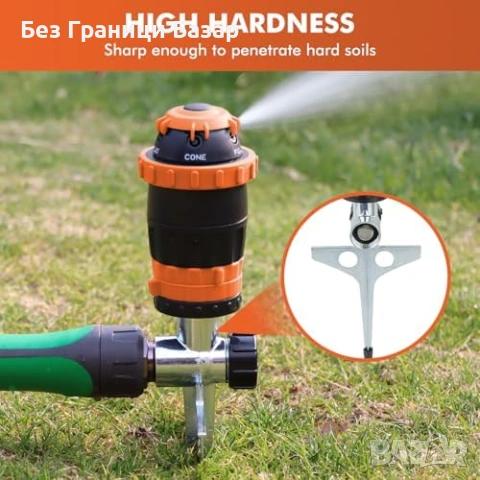 Нов Градински разпръсквач с метален шип 5 режима до 181 кв.м за двор, снимка 5 - Напояване - 53839767