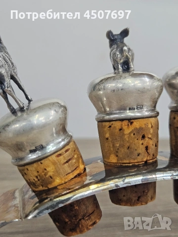 сребърни ловни тапи за вино., снимка 3 - Антикварни и старинни предмети - 53477373