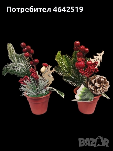 Изкуствена коледна декорация в саксия, 1 бр Classic Flora., снимка 2 - Декорация за дома - 52304598