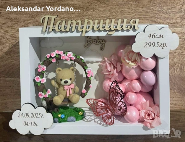 3Д бебешка визитка.Луксозен подарък за изписване ,погача, кръщене., снимка 5 - Мебели за детската стая - 53658113