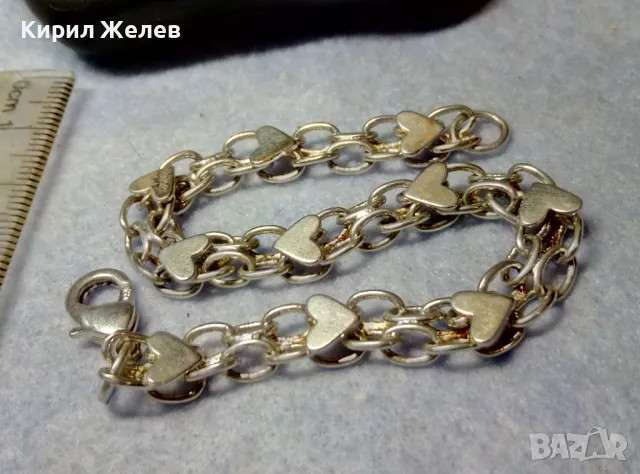 ДЕБЕЛО ПОСРЕБРЕНА АРТ ГРИВНА от БЛАГОРОДНА СТОМАНА РОМАНТИЧНА ВИНТИДЖ ПЛЕТКА със СЪРЧИЦА 49279, снимка 8 - Гривни - 49886296