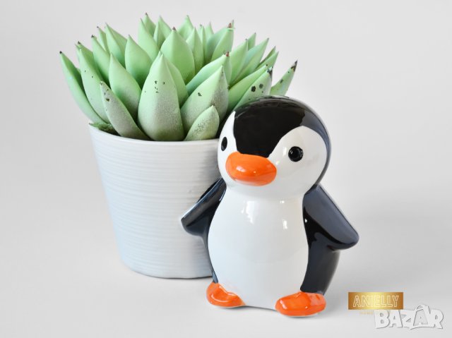 Керамична саксия с фигура на пингвин / Подарък за детска стая / Саксия с фигура на пингвин , снимка 9 - Декорация за дома - 40513327